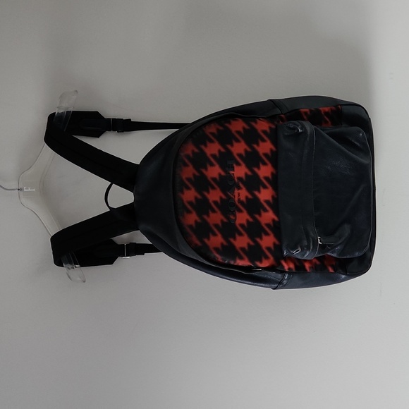 COACH | F71755 Navy Leather Red Houndstooth Campus Backpack - Picture 2 of 6